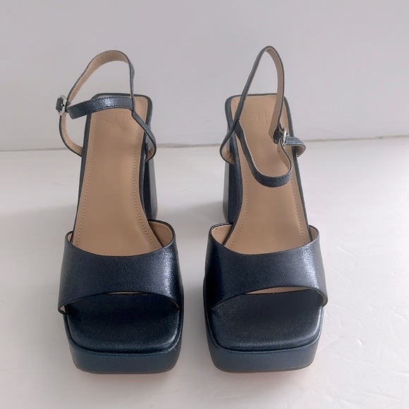 JustFab Mylah Insignia BlueI Chunky Heel Platform Peep-Toe Sandal Shoes Size 8.5 - Picture 4 of 7